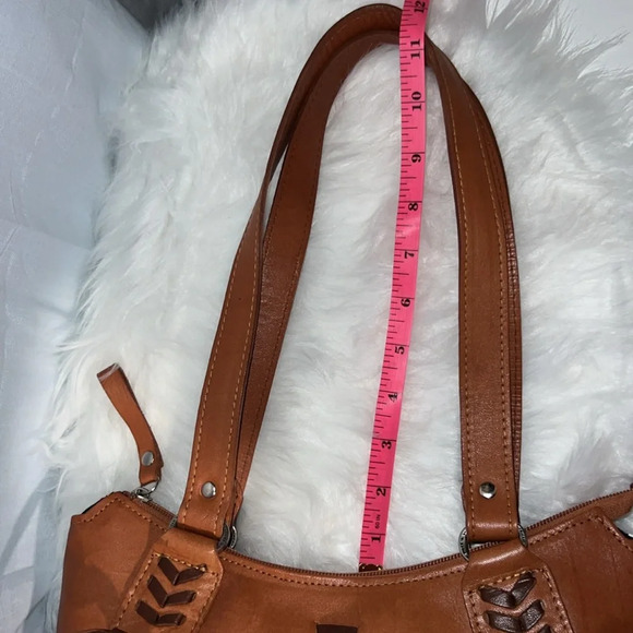 American West Womens Tribal Weave Golden Tan Leather Handbag - Picture 6 of 10